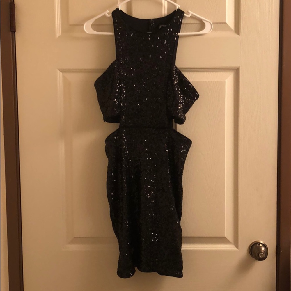 Express black sequin mini dress